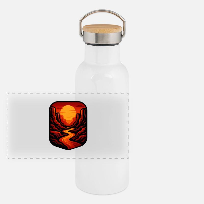 Purpurroter Canyon - Panorama Thermosflasche mit Bambusdeckel - Weiß
