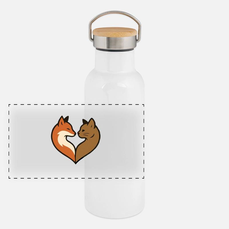 Forme de cœur d’animal Gourde isotherme avec bouchon en bambou