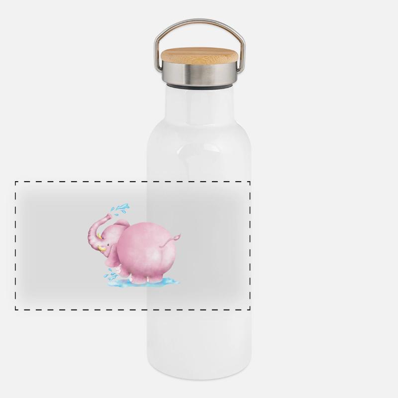 Pink elephant Panoramic Thermal Bottle with Bamboo Lid