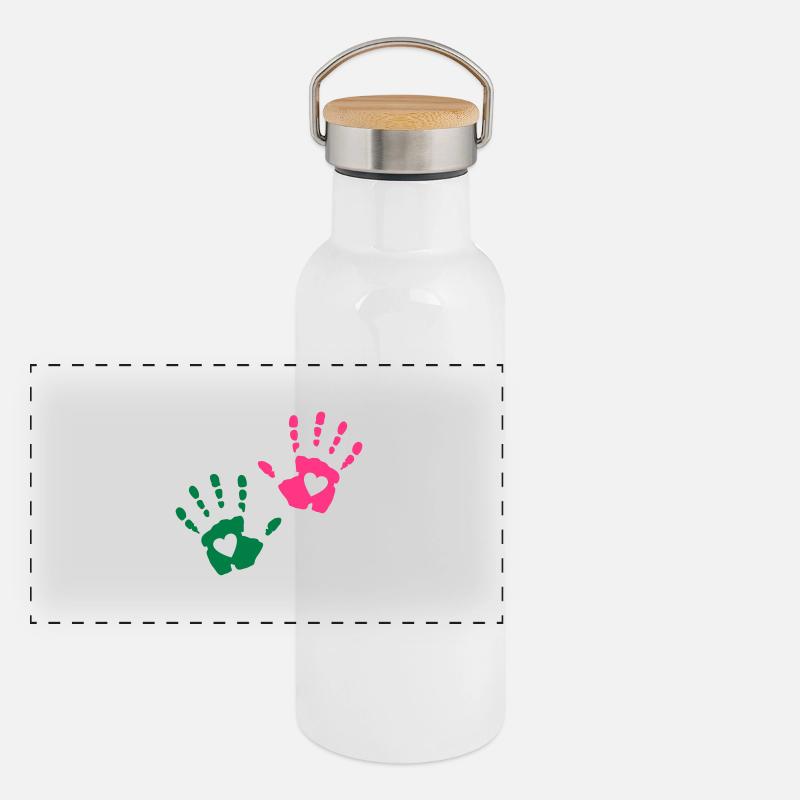 Coeur Main Gourde isotherme avec bouchon en bambou