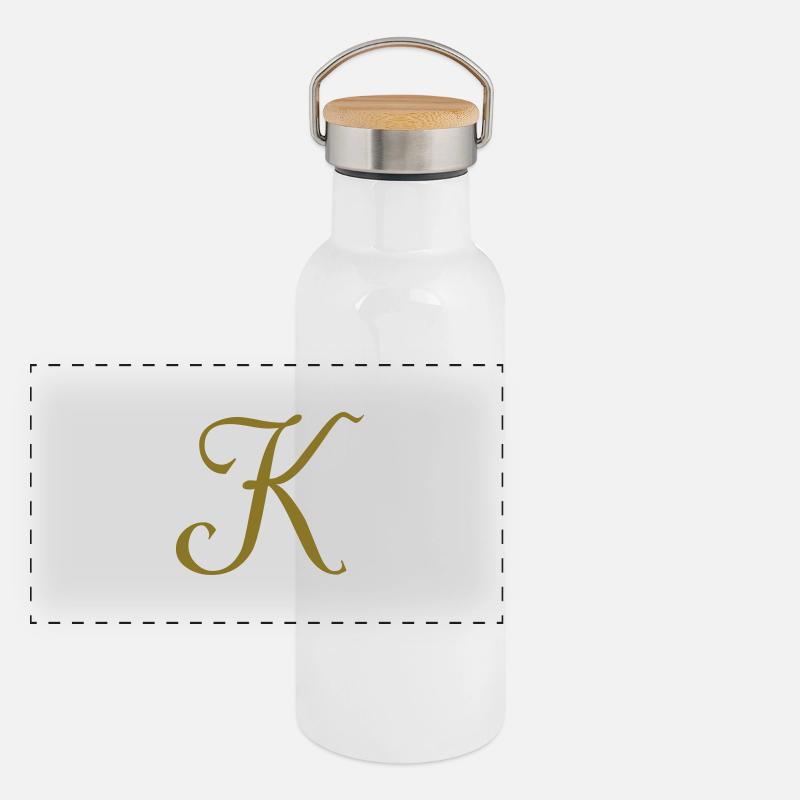 Buchstabe K Panorama Thermosflasche mit Bambusdeckel