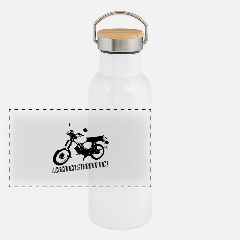 Simson S51 Enduro Legende Panorama Thermosflasche mit Bambusdeckel