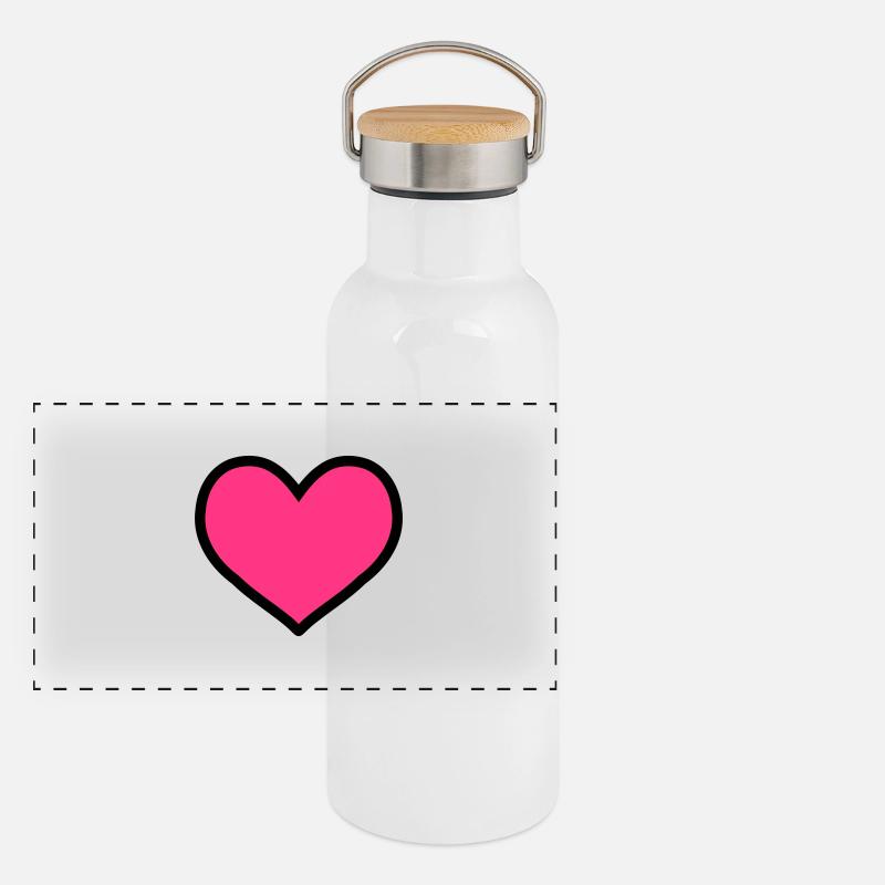 heart - Panoramic Thermal Bottle with Bamboo Lid - white