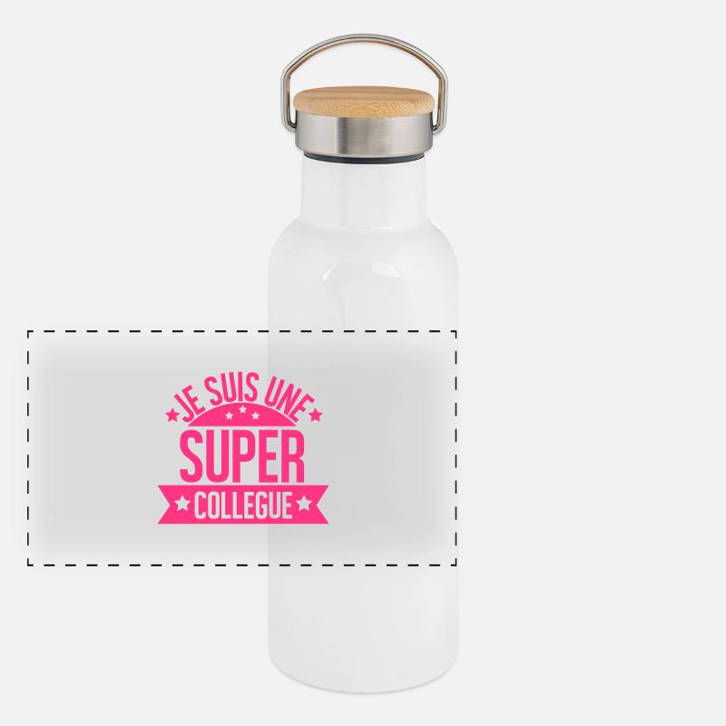 JE SUIS UNE SUPER COLLEGUE Gourde isotherme avec bouchon en bambou