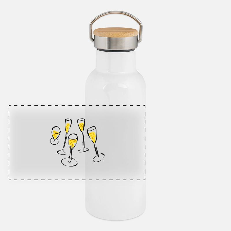 Sekt Panorama Thermosflasche mit Bambusdeckel