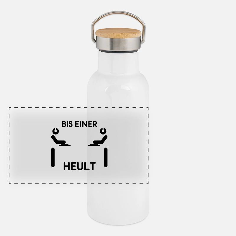 DJ battle -bis einer heult Panorama Thermosflasche mit Bambusdeckel