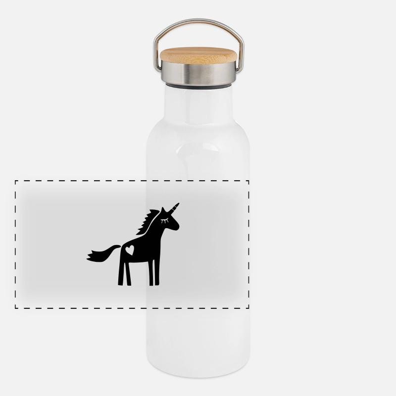 Einhorn Scherenschnitt Panorama Thermosflasche mit Bambusdeckel
