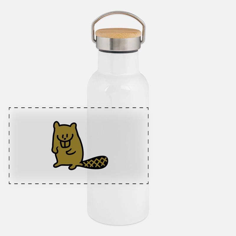 Biber Panorama Thermosflasche mit Bambusdeckel