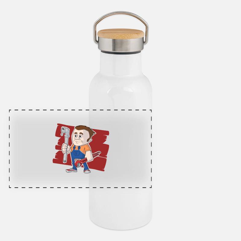 Panorama Thermosflasche mit Bambusdeckel