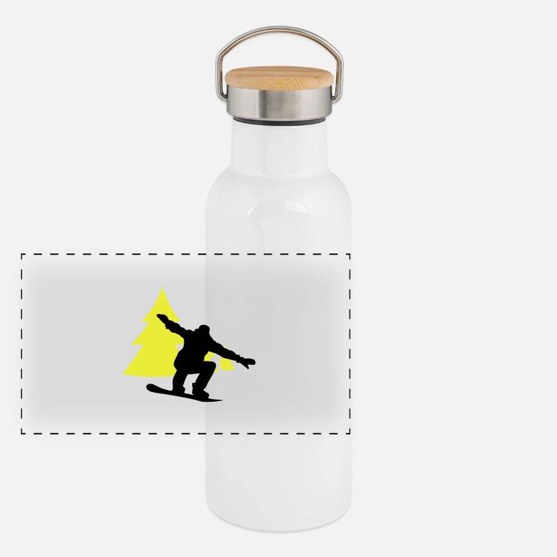 snowboarder trees Panorama Thermosflasche mit Bambusdeckel