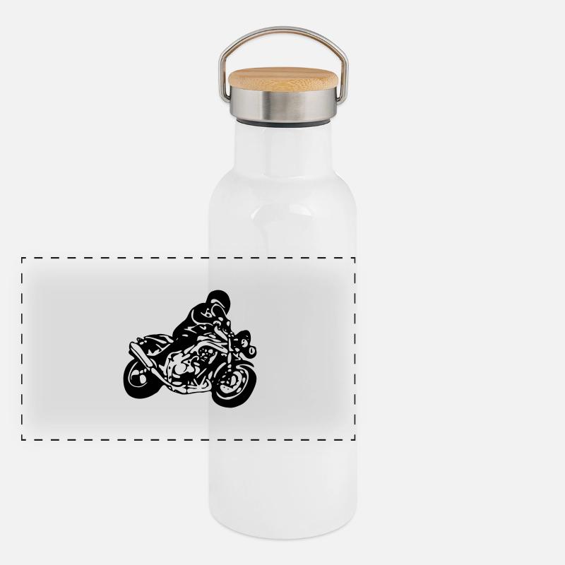motorrad Panorama Thermosflasche mit Bambusdeckel