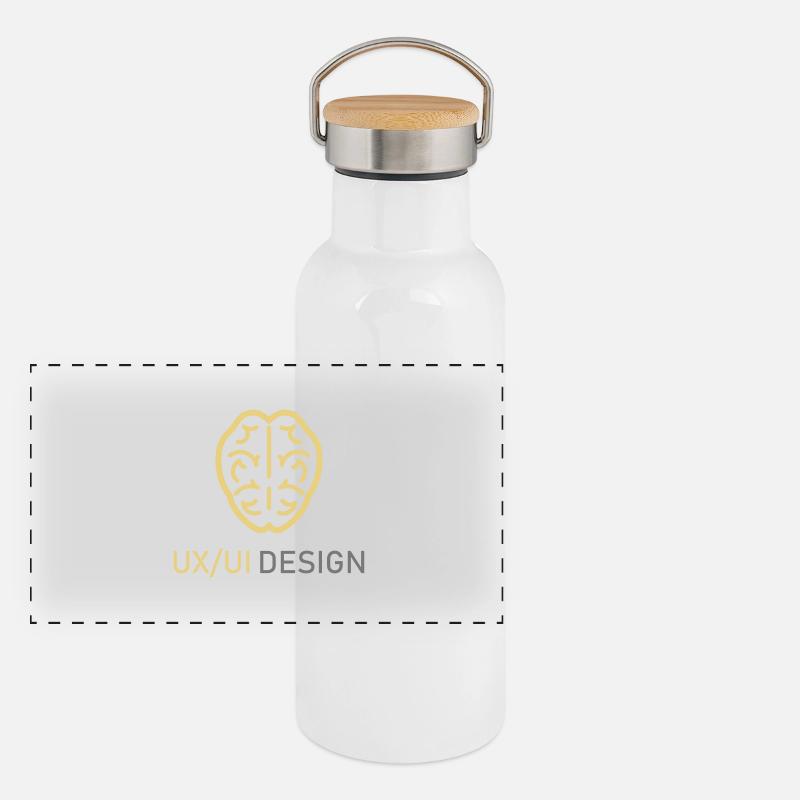 UX UI Design Logo Brain Thinking Programming Panoramic Thermal Bottle with Bamboo Lid