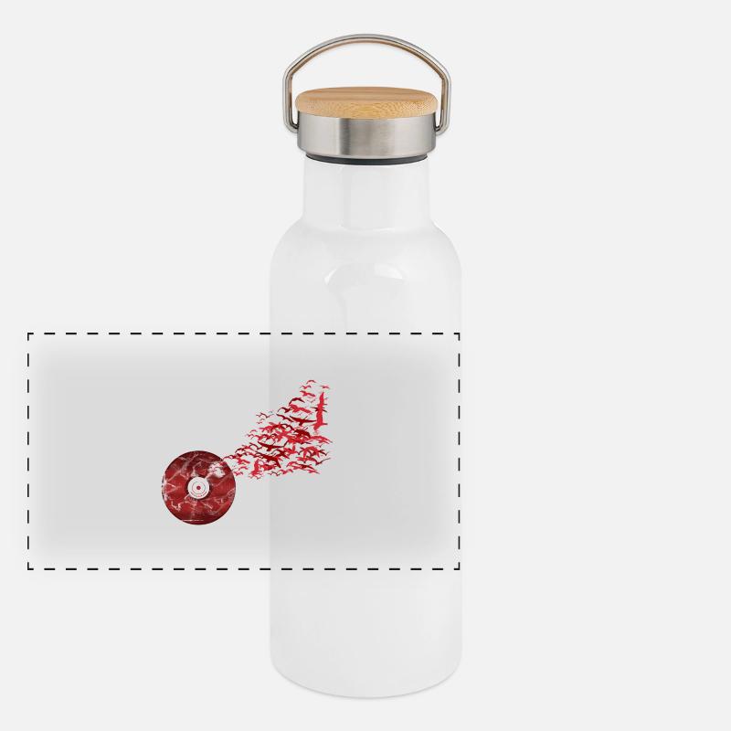 Oiseaux de vinyle Gourde isotherme avec bouchon en bambou