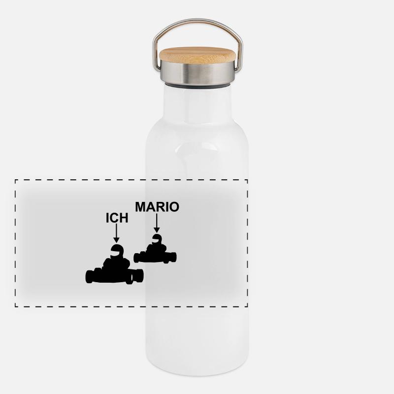 go kart ich mario Panorama Thermosflasche mit Bambusdeckel