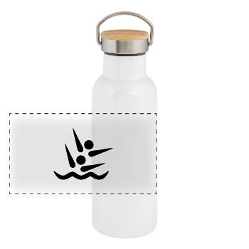 Natation synchronisée - Gourde isotherme avec bouchon en bambou - blanc - Devant