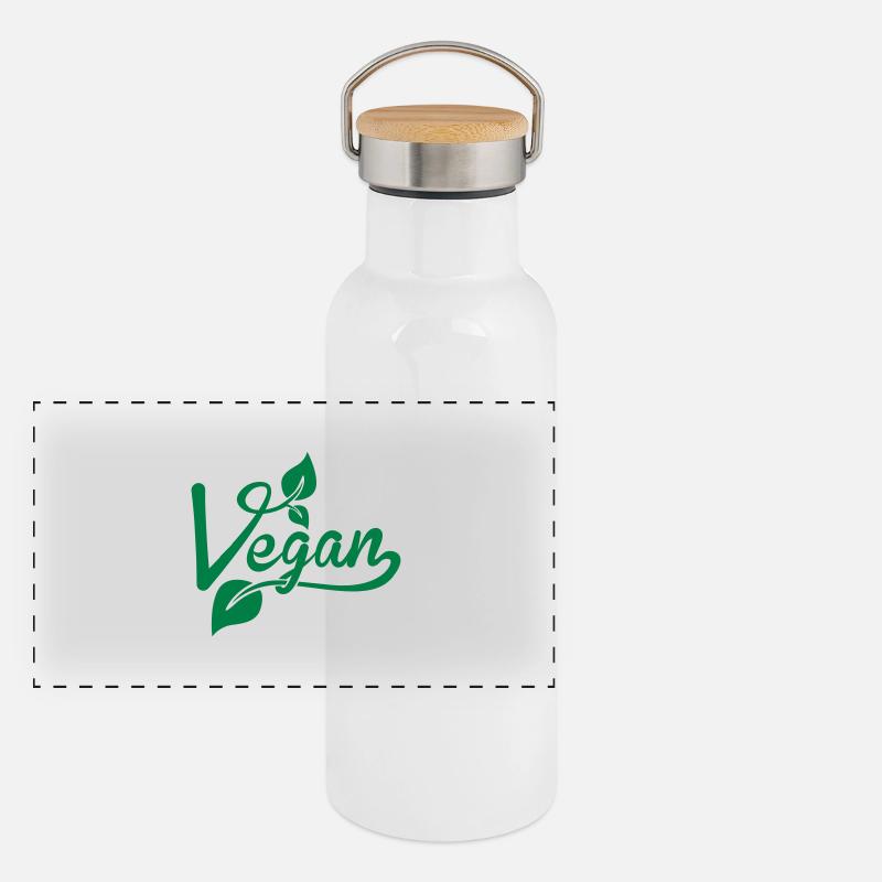 vegan - Panoramic Thermal Bottle with Bamboo Lid - white