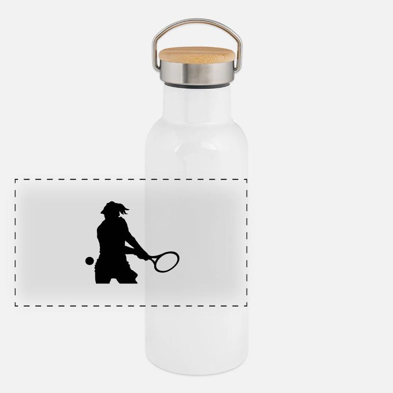 Tennis Panorama Thermosflasche mit Bambusdeckel