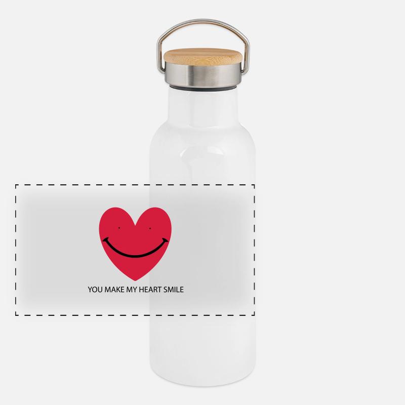 Heart Smile - Panoramic Thermal Bottle with Bamboo Lid - white