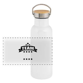 team ( à personnaliser ) - Gourde isotherme avec bouchon en bambou - blanc - Devant