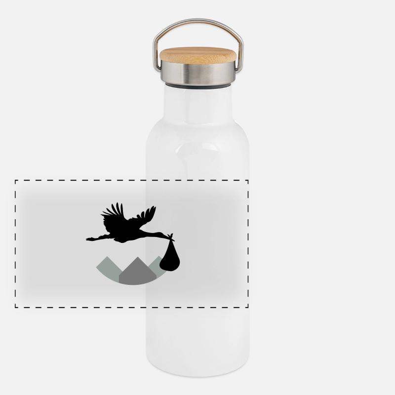 Stork & Baby (Vector) Gourde isotherme avec bouchon en bambou