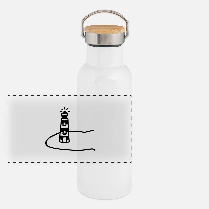 Lighthouse island Panoramic Thermal Bottle with Bamboo Lid