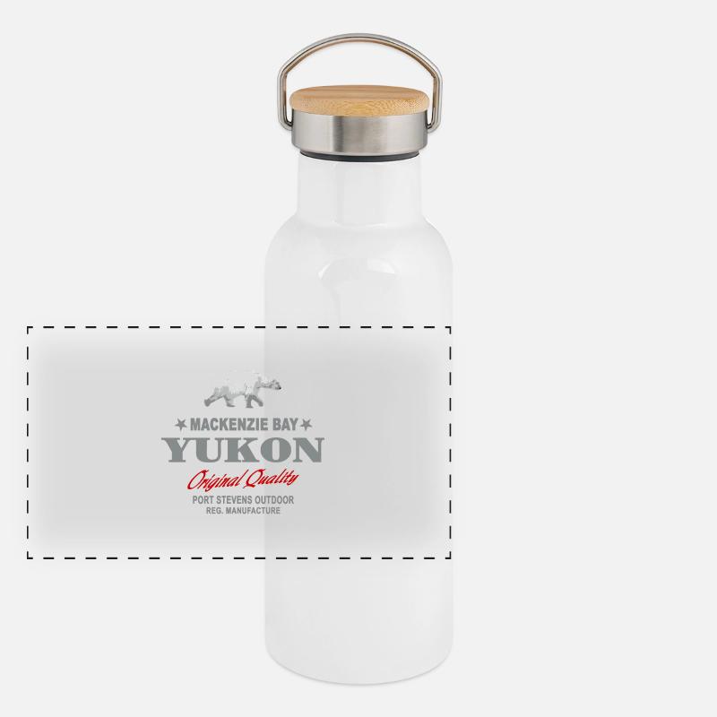 Yukon - Polar Bear - Eisbär Panorama Thermosflasche mit Bambusdeckel