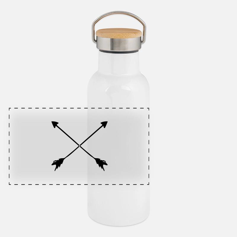 Hipster Sketched Arrows Gourde isotherme avec bouchon en bambou