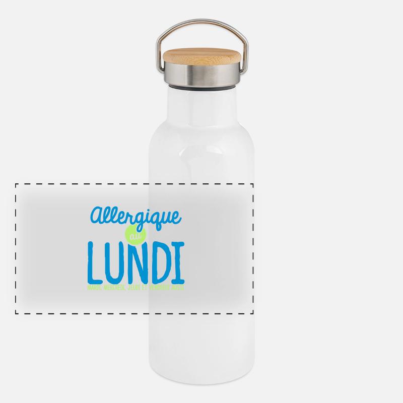 Allergique au Lundi Gourde isotherme avec bouchon en bambou