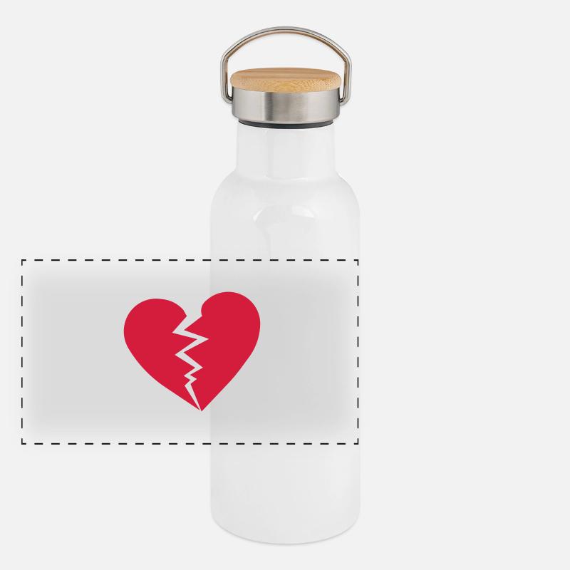 Zerbrochenes Herz Panorama Thermosflasche mit Bambusdeckel