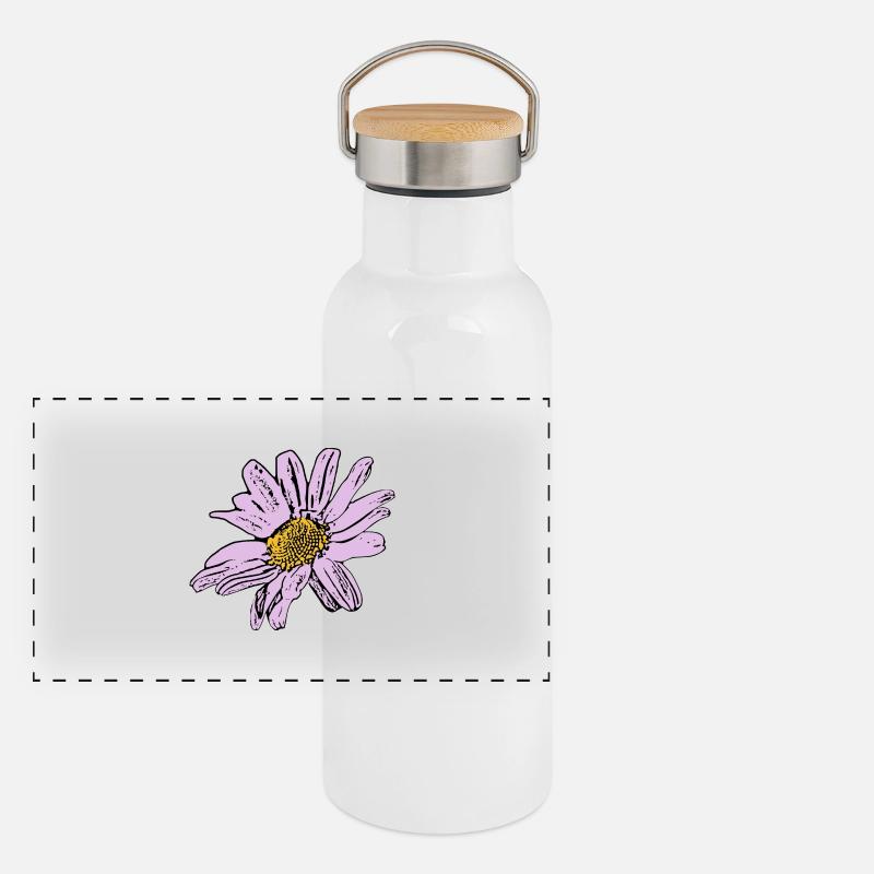 Fleur fleur pastel fleurs fleurs pastel lilas Gourde isotherme avec bouchon en bambou