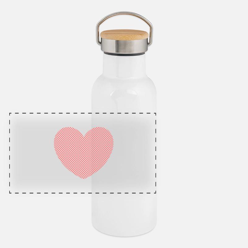 Saint-Valentin Cœur Rose Saint-Valentin Gourde isotherme avec bouchon en bambou
