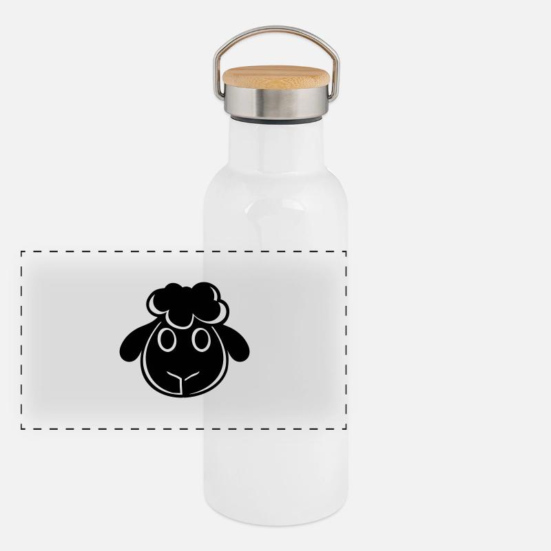 Black Sheep Face Head Small Cute Cute Panoramic Thermal Bottle with Bamboo Lid