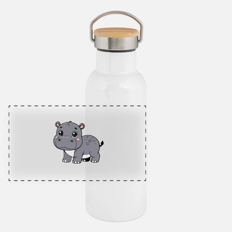 Enfant hippopotame Gourde isotherme avec bouchon en bambou