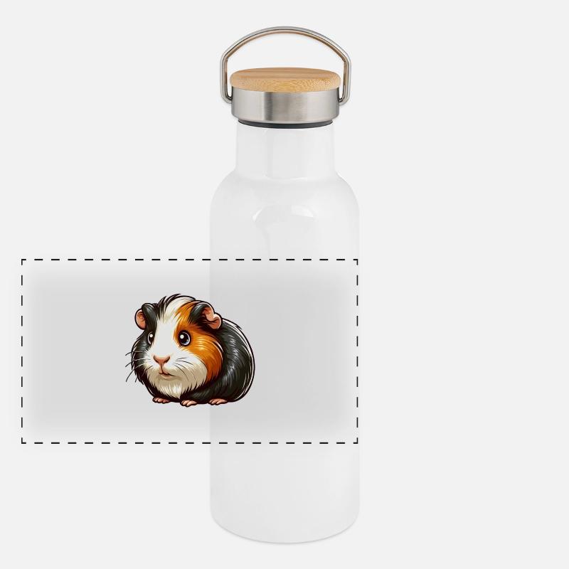 Fourrure de cochon d’Inde Gourde isotherme avec bouchon en bambou