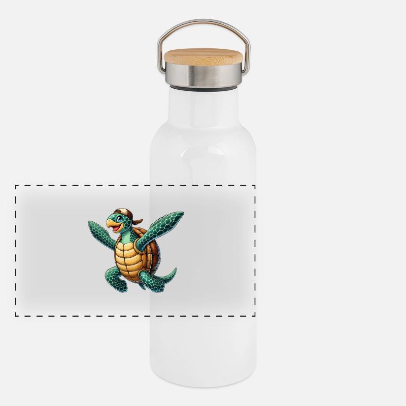 Hawksbill turtle with cap Panoramic Thermal Bottle with Bamboo Lid