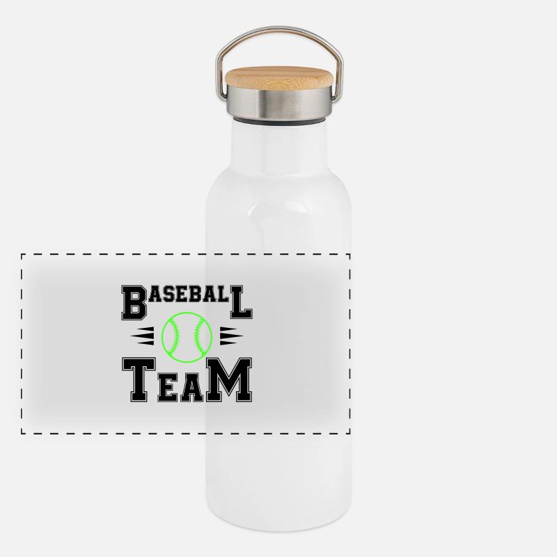 Équipe de baseball Gourde isotherme avec bouchon en bambou