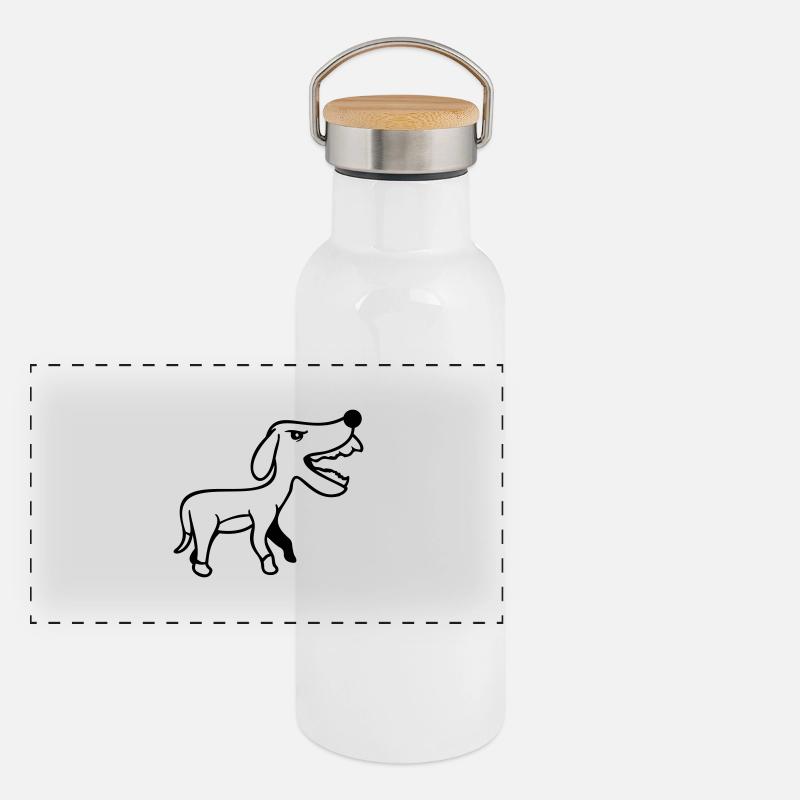 Dog, Furious, Biting, , Aggressive, Attack Panoramic Thermal Bottle with Bamboo Lid