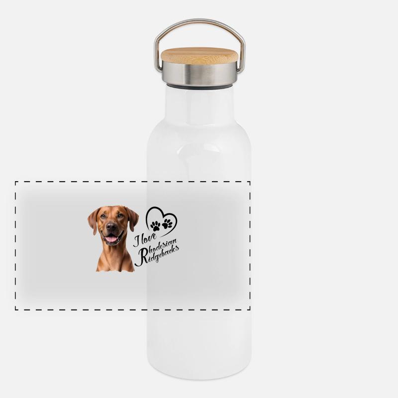 J’adore les Rhodesian Ridgebacks Gourde isotherme avec bouchon en bambou