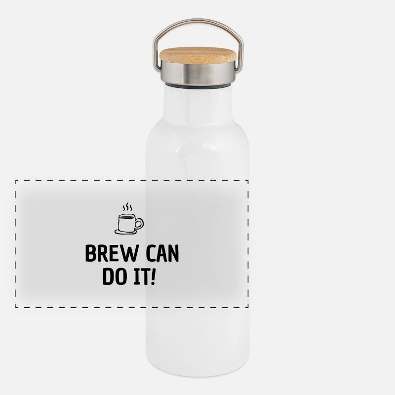 Brew Can Do It - Design pour les amateurs de café Gourde isotherme avec bouchon en bambou