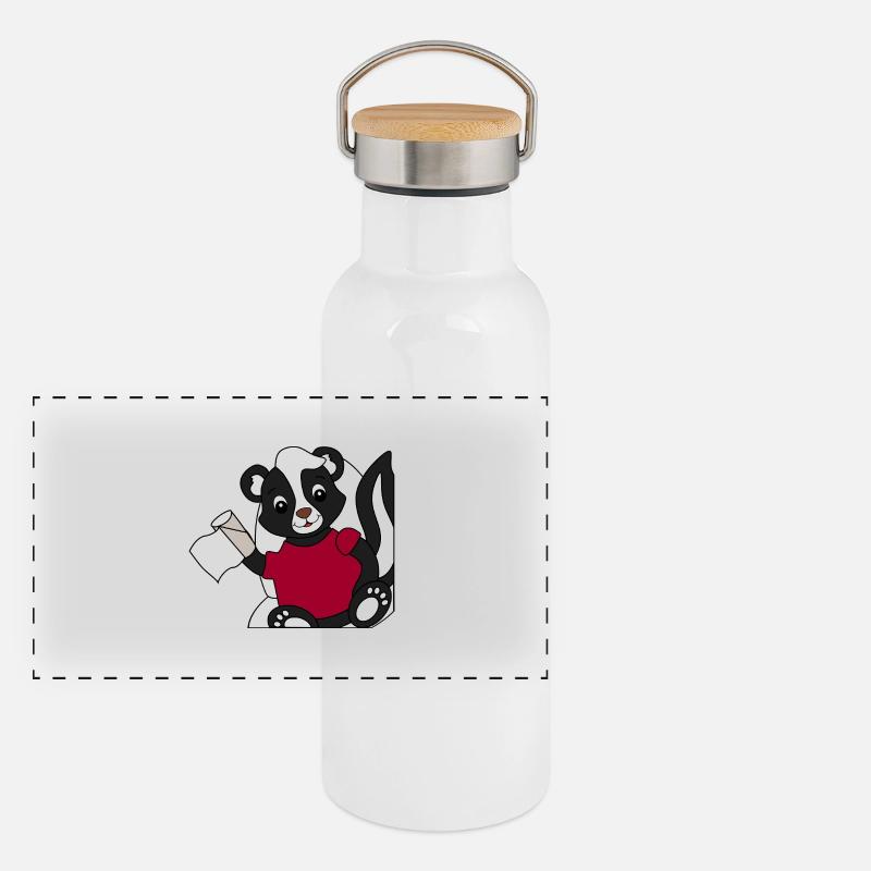 Skunk Pixie sur les toilettes Gourde isotherme avec bouchon en bambou