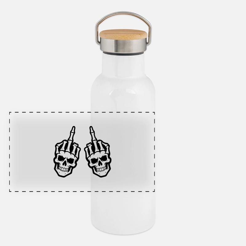 Middle Finger Skeleton Hand Panoramic Thermal Bottle with Bamboo Lid