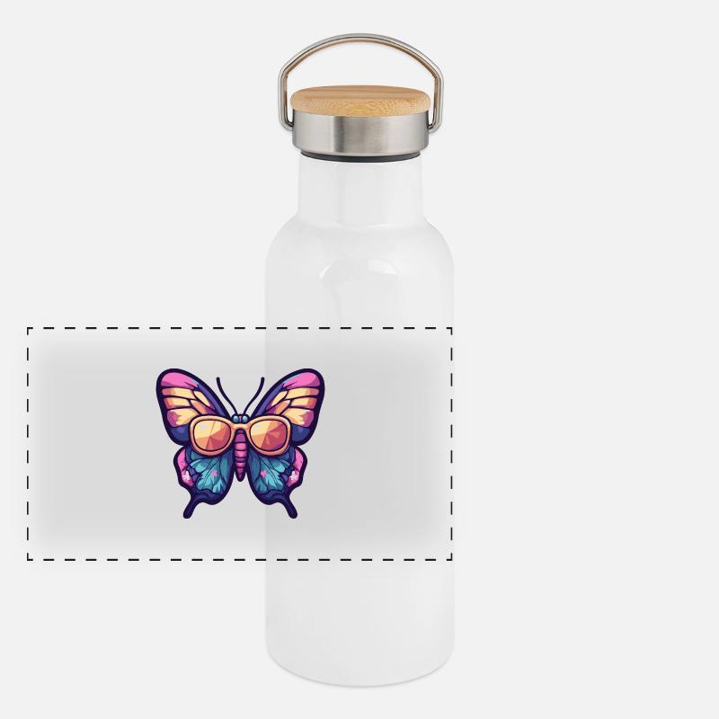 Papillon Bande Dessinée Vacances Gourde isotherme avec bouchon en bambou