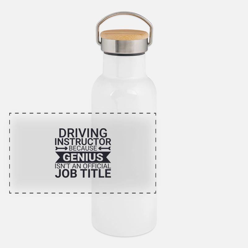 Driving Instructor Genius Drive Tutor Panorama Thermosflasche mit Bambusdeckel