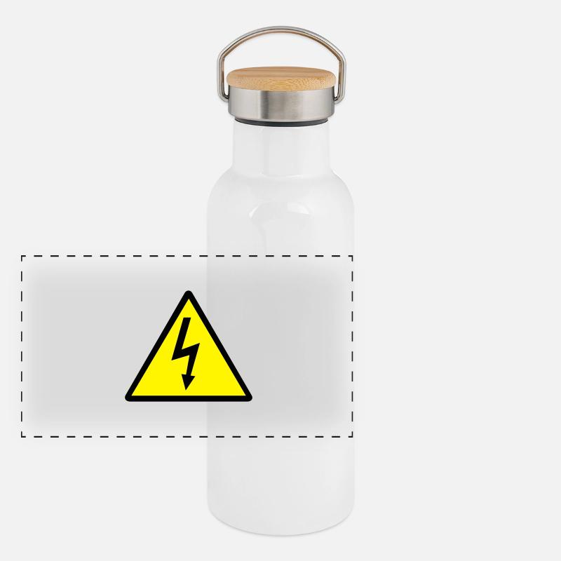 Attention,Symbol,Lightning,Electricity Panoramic Thermal Bottle with Bamboo Lid