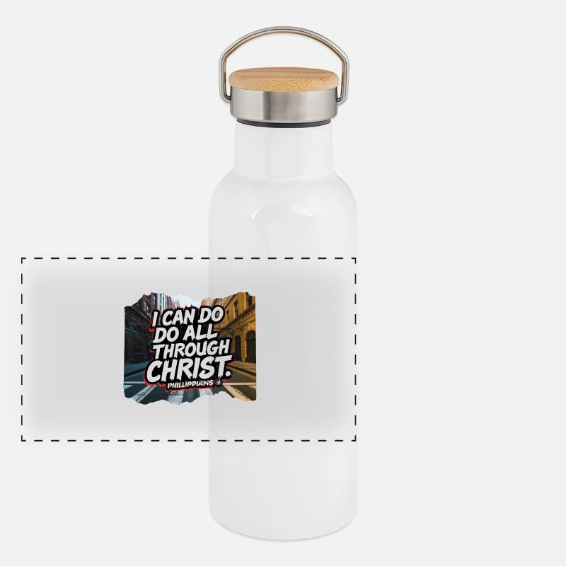 AllByChrist Philipper 4:13 Panorama Thermosflasche mit Bambusdeckel