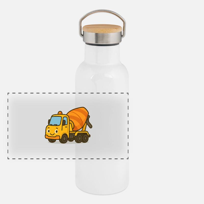 Concrete mixer Panoramic Thermal Bottle with Bamboo Lid