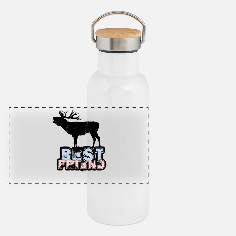 Meilleur ami Deer Hirsch Gourde isotherme avec bouchon en bambou