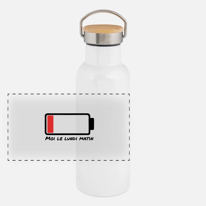 Montagmorgen – leere Batterie Panorama Thermosflasche mit Bambusdeckel