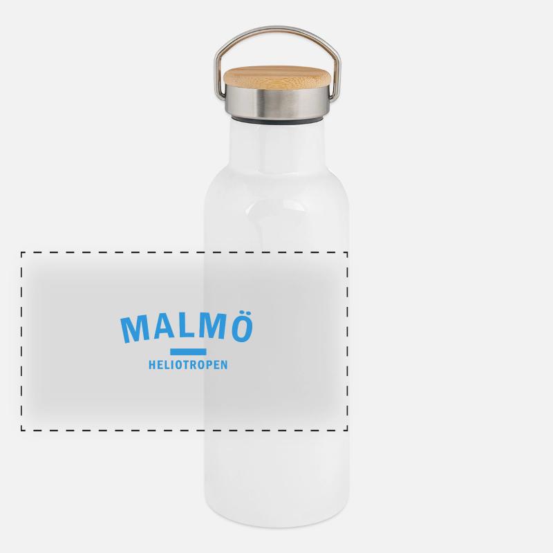 Wachsendes Malmö Heliotrop Design Panorama Thermosflasche mit Bambusdeckel