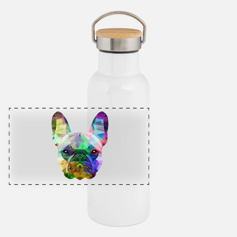bouledogue français Gourde isotherme avec bouchon en bambou